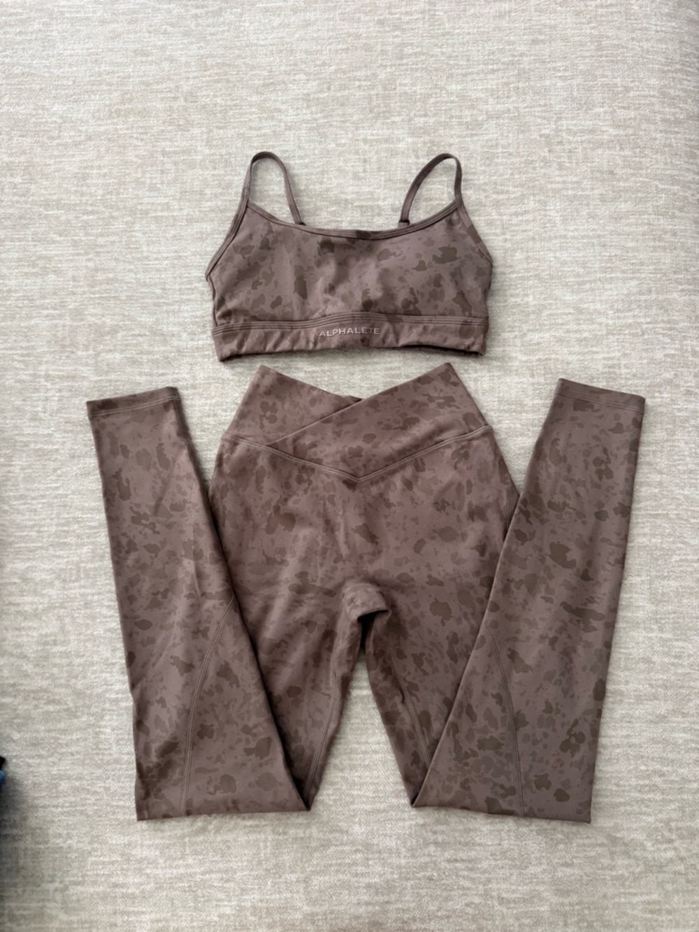 Alphalete Surface Limitless Bra and Power Legging Set — Pebble Mocha